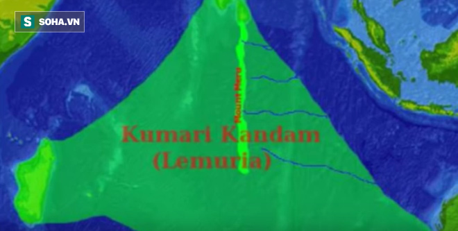 Vị trí lục địa Kumari Kandam đã mất, hay còn gọi là Lemuria.