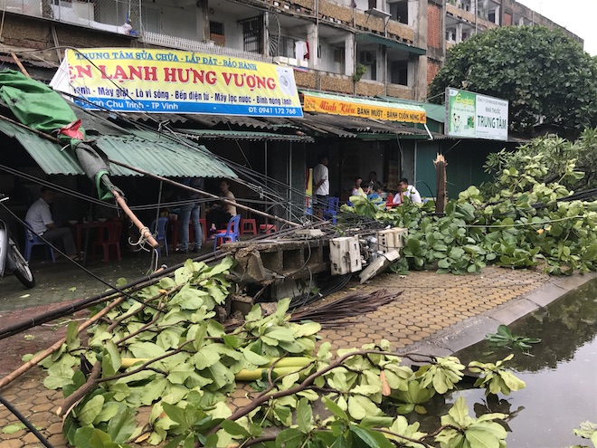 Nghệ An: Tan hoang sau bão, cây xanh bật gốc đè ô tô, người dân chặt cây tìm đường vào nhà - Ảnh 17.