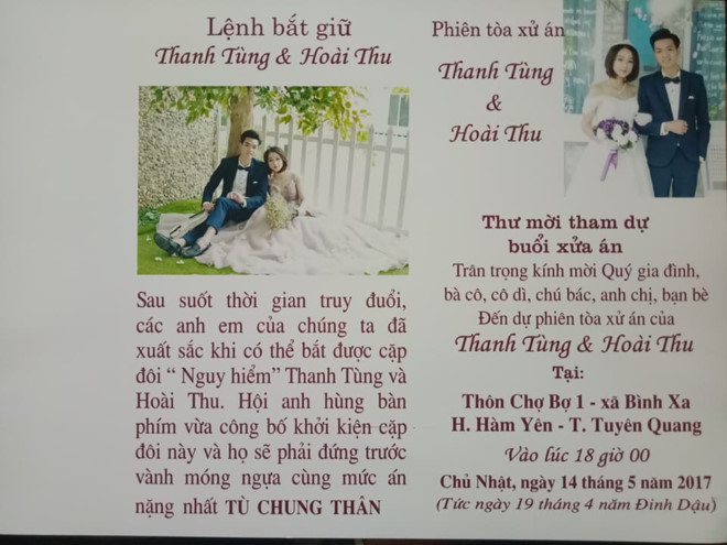 Thiệp cưới lệnh truy nã độc đáo của đôi trẻ Tuyên Quang - Ảnh 2. Thiệp cưới lệnh truy nã độc đáo của đôi trẻ Tuyên Quang - Ảnh 2.