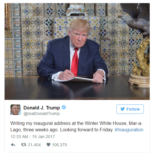 Nhà Trắng: Trump không tự viết diễn văn nhậm chức - Ảnh 1.
