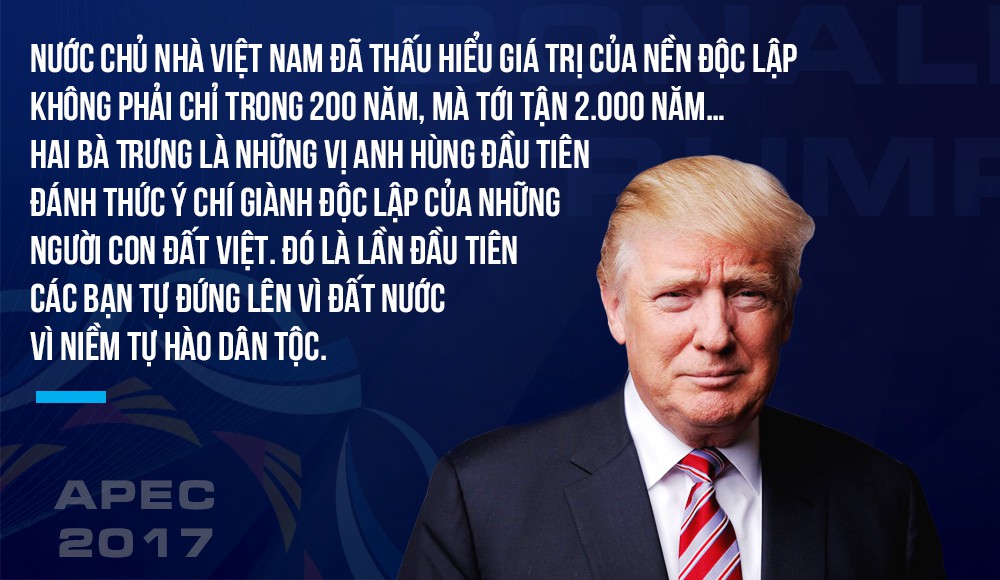 Những câu nói đầy lay động của Tổng thống Trump trong bài phát biểu tại APEC 2017 - Ảnh 1. Những câu nói đầy lay động của Tổng thống Trump trong bài phát biểu tại APEC 2017 - Ảnh 1.