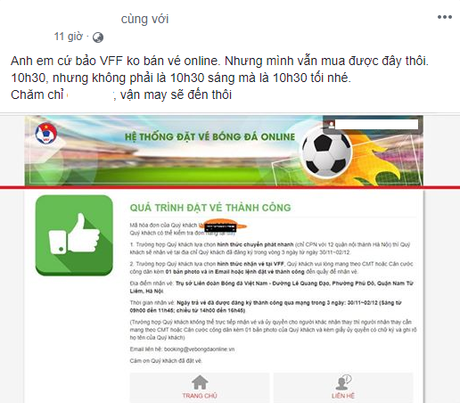 Tổng thư ký VFF khẳng định hết vé, trang bán của Liên đoàn vẫn mở cửa cho NHM? - Ảnh 1.