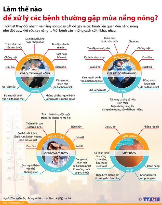 [Infographics] Hướng dẫn cách xử lý các bệnh thường gặp mùa nắng nóng - Ảnh 1.