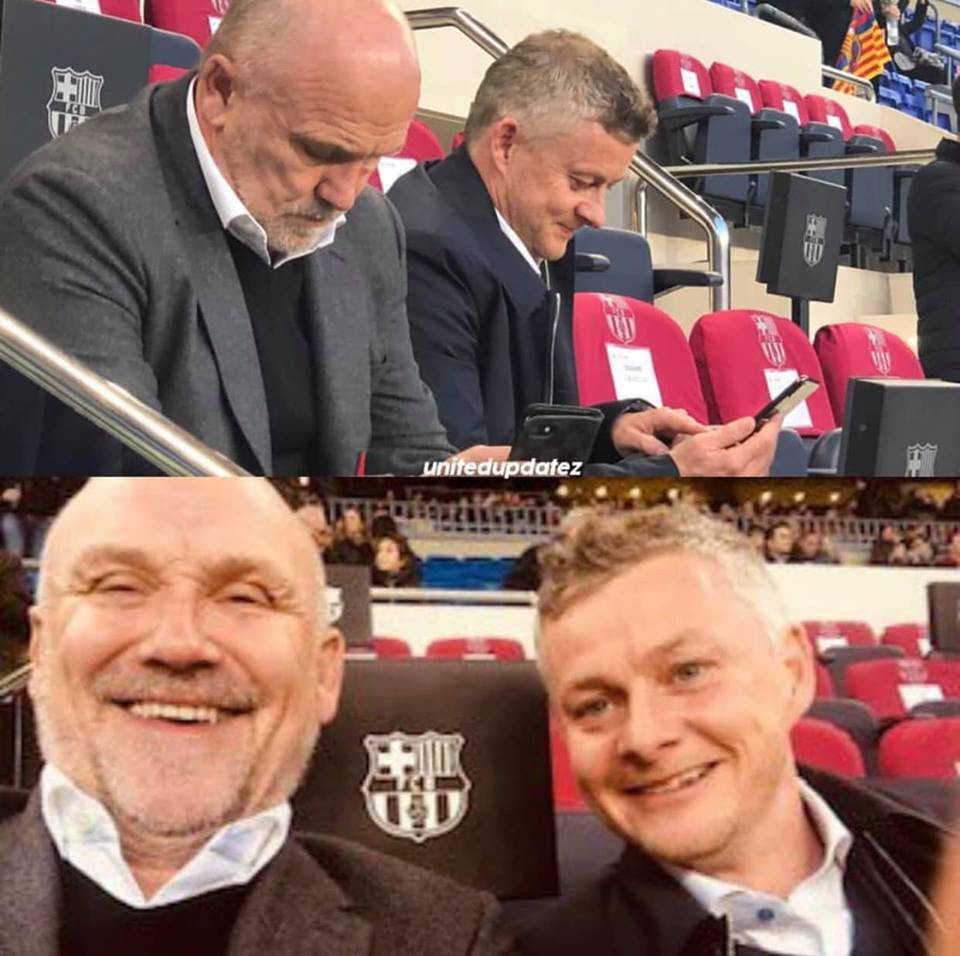 Solskjaer cười sảng khoái khi đi trinh thám Barcelona, fan MU trêu: Chắc đi xem cho vui, Barca đá thế sao chơi - Ảnh 5. Solskjaer cười sảng khoái khi đi trinh thám Barcelona, fan MU trêu: Chắc đi xem cho vui, Barca đá thế sao chơi - Ảnh 5.