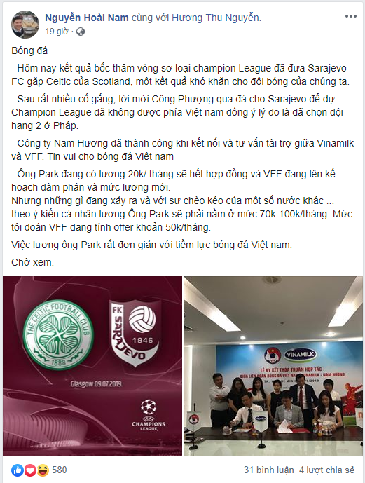 HLV Park nhận 1 tỷ đồng/tháng, doanh nhân Nguyễn Hoài Nam vẫn muốn VFF trả thêm - Ảnh 1.
