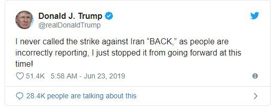 Tổng thống Trump lại bất ngờ tuyên bố không rút lại quyết định tấn công quân sự với Iran - Ảnh 1.