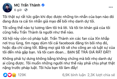 Trấn Thành nhờ fan truy lùng kẻ bôi nhọ: Bạn sẽ phải trả giá rất đắt! - Ảnh 2.