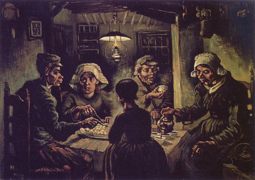 
The Potato Eaters mô tả cuộc sống mê muội tối tăm khổ ải của những người nông dân
