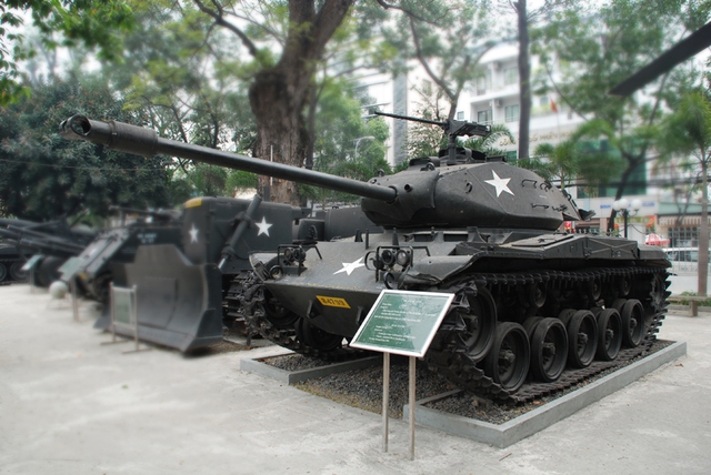 
Xe tăng M-41 thu được của địch. Ảnh: Bảo tàng Chứng tích chiến tranh.
