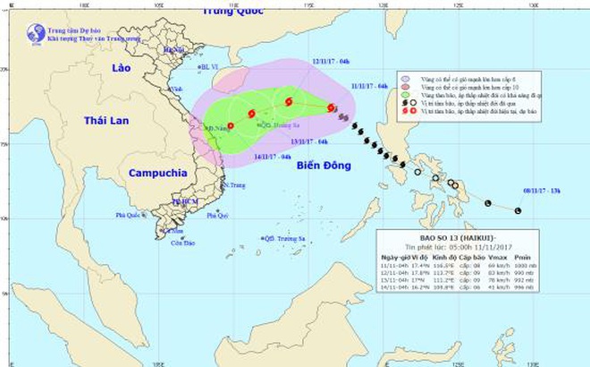 Bão số 13 tăng cấp và diễn biến phức tạp do không khí lạnh liên tục tăng cường Bão số 13 tăng cấp và diễn biến phức tạp do không khí lạnh liên tục tăng cường