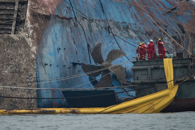 Cận cảnh phà Sewol sau 3 năm chìm sâu ở đáy biển - Ảnh 7. Cận cảnh phà Sewol sau 3 năm chìm sâu ở đáy biển - Ảnh 7.