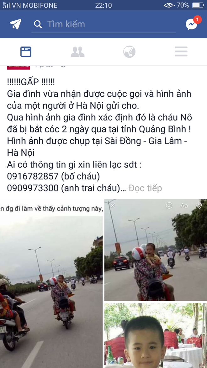 Bé trai mất tích ở Quảng Bình xuất hiện ở Hà Nội? - Ảnh 2.