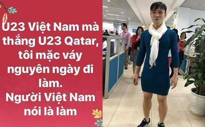 Người đàn ông mặc váy đi làm vì U23 thắng bán kết: Con gái khóc ré lên khi thấy bố! Người đàn ông mặc váy đi làm vì U23 thắng bán kết: Con gái khóc ré lên khi thấy bố!