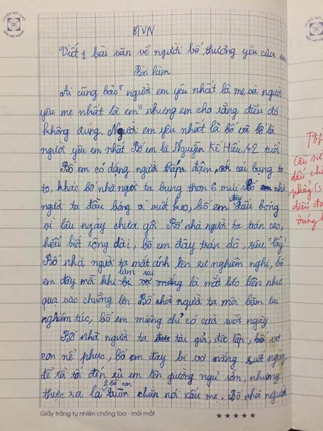 Chê bố không bằng phụ huynh nhà người ta: Bài văn của cô bé lớp 5 khiến người đọc cay mắt - Ảnh 1.