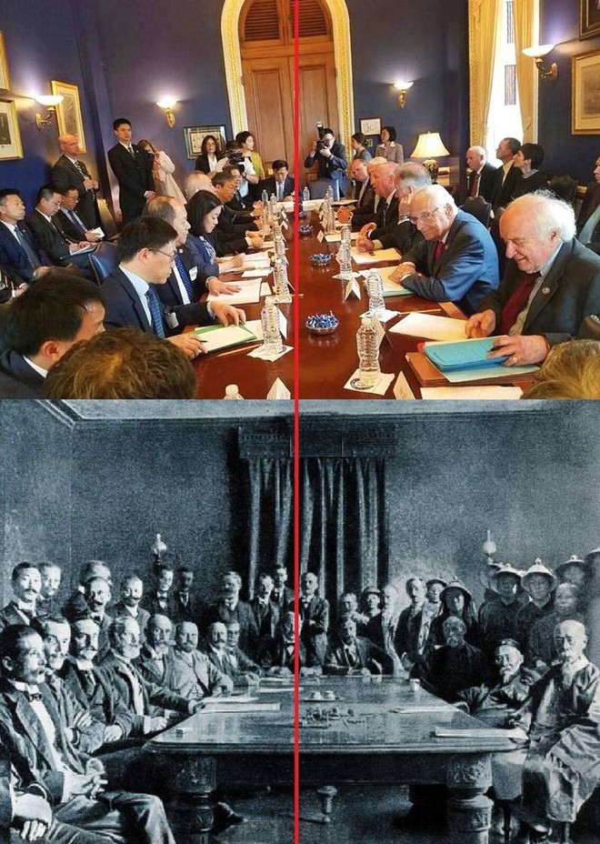 Đàm phán Mỹ - Trung: Điềm báo thú vị trong hai bức ảnh cách nhau 100 năm tuổi - Ảnh 1.
