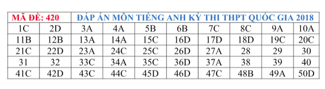 [CẬP NHẬT] Gợi ý đáp án các mã đề thi môn Ngoại ngữ kỳ thi THPT Quốc gia 2018 - Ảnh 12.