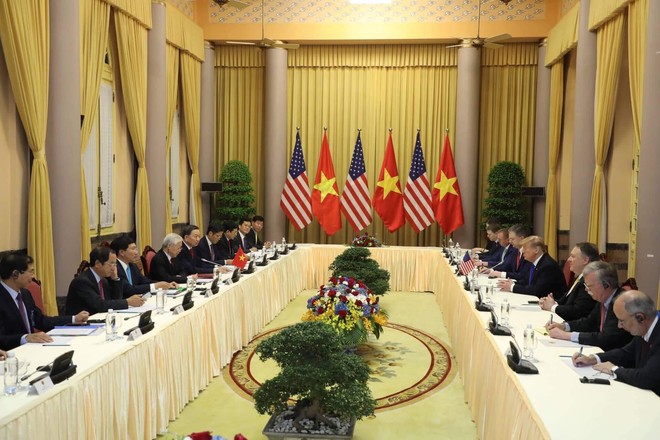 [ẢNH] Toàn cảnh cuộc hội đàm của Tổng thống Mỹ Donald Trump và Tổng Bí thư, Chủ tịch nước Nguyễn Phú Trọng - Ảnh 9.
