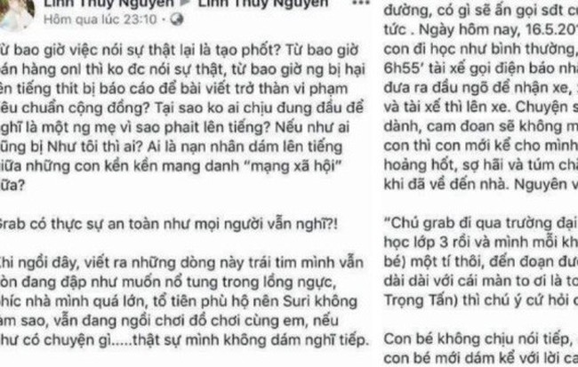 Đề nghị công an làm rõ vụ khách tố tài xế Grab quấy rối tình dục con gái bằng lời nói
