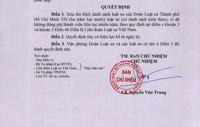 320 luật sư ở TP HCM bị xóa tên vì nợ phí thành viên