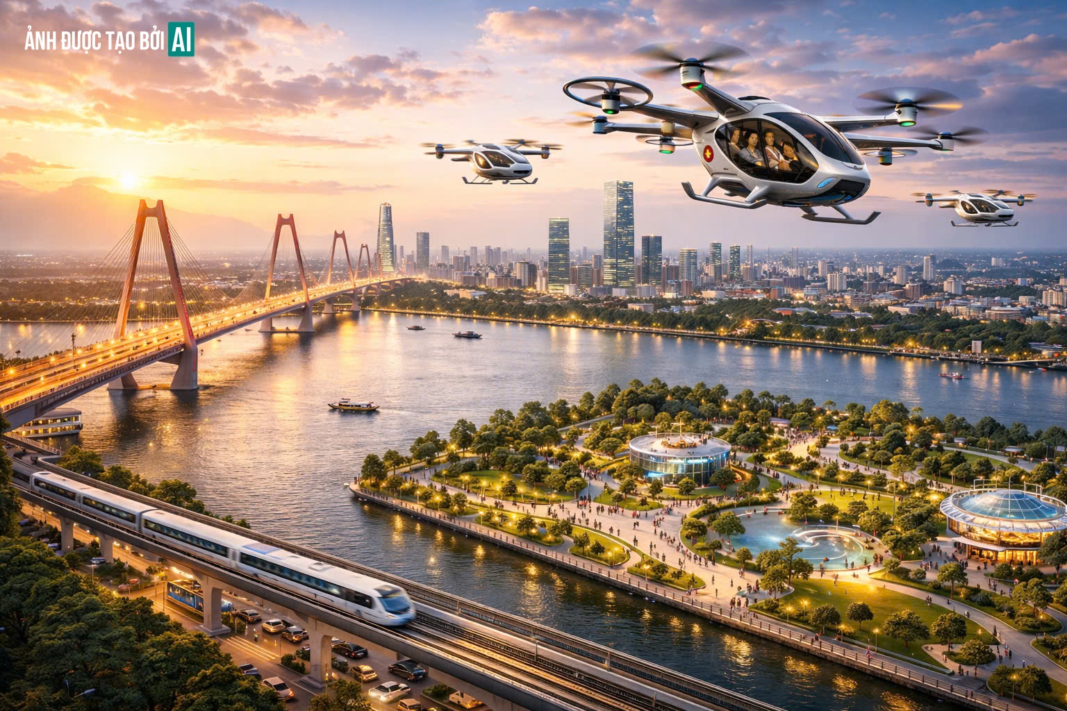 Taxi bay, drone giao hàng được đề xuất trong quy hoạch 100 năm của Hà Nội như thế nào? - Ảnh 2.