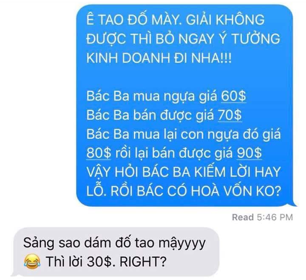 Bài Toán gây lú: Bác Ba mua ngựa 60 đô - bán 70 - mua lại 80 - bán tiếp 90. Hỏi bác lãi hay lỗ? - Ảnh 1.