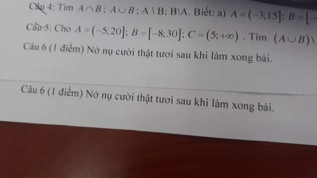 Thầy giáo dạy Toán ra đề bá đạo khiến học trò cũng phải nở nụ cười thật tươi khi làm đến câu cuối - Ảnh 1.