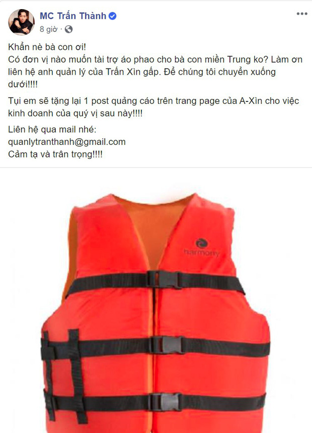 Trấn Thành phẫn nộ lên án loạt cá nhân bán kem trộn muốn trục lợi từ việc quyên góp áo phao cứu trợ miền Trung - Ảnh 3.