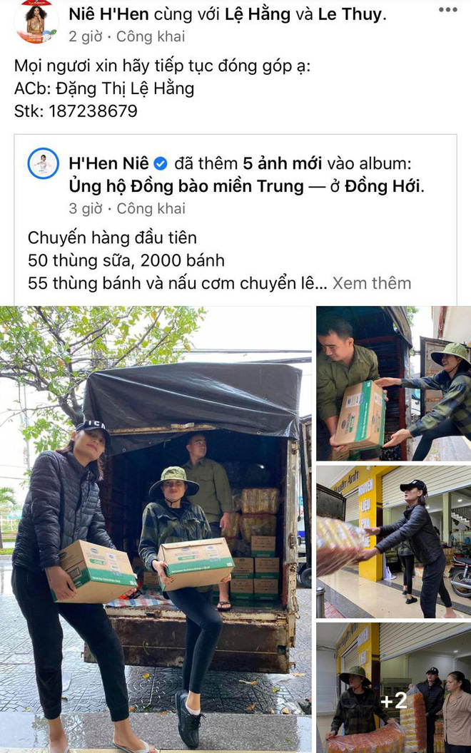 Bạn trai cũ HHen Niê xuất hiện trong đoàn cứu trợ của Lệ Hằng, nàng Hậu có động thái sau khi bật khóc vì bị chỉ trích - Ảnh 1.