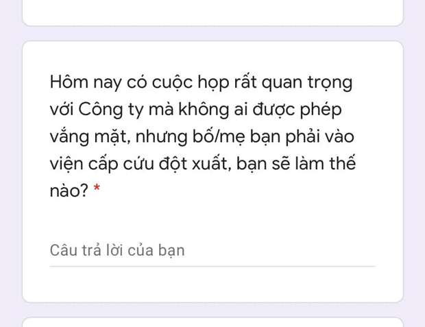 Phỏng vấn: Công ty có cuộc họp không thể vắng nhưng bố mẹ phải nhập viện, bạn sẽ làm gì?, nam sinh tỉnh bơ đáp trả cực phũ phàng - Ảnh 2.