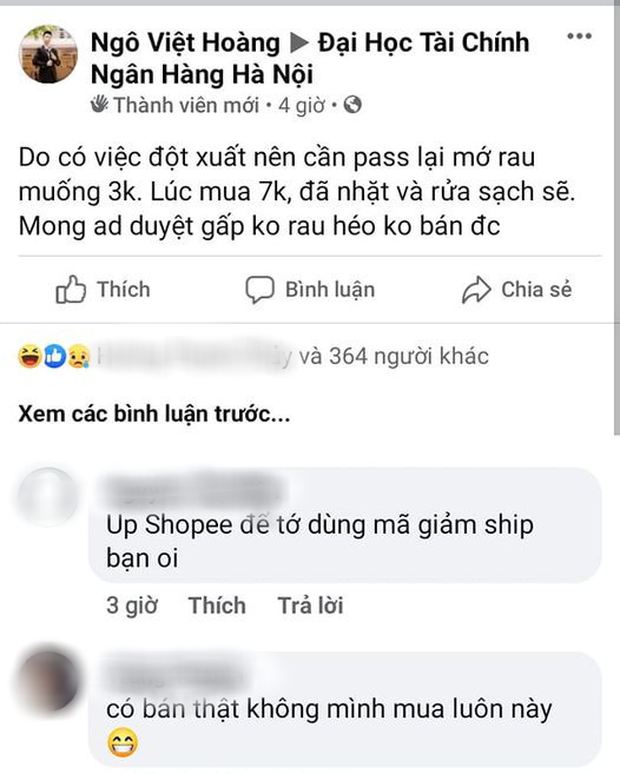 Nam sinh đăng bài bán bó rau muống 3k mà vẫn ầm ầm người mua, tất cả nhờ lý do siêu hài - Ảnh 1.