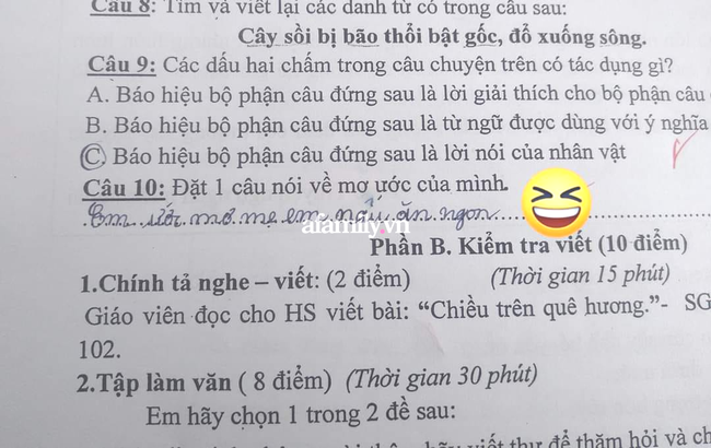 Cô giáo ra đề bài Ước mơ của em là gì, học sinh lớp 4 trả lời vỏn vẹn 8 chữ mà khiến người mẹ đọc xong ngượng chín cả mặt - Ảnh 1.