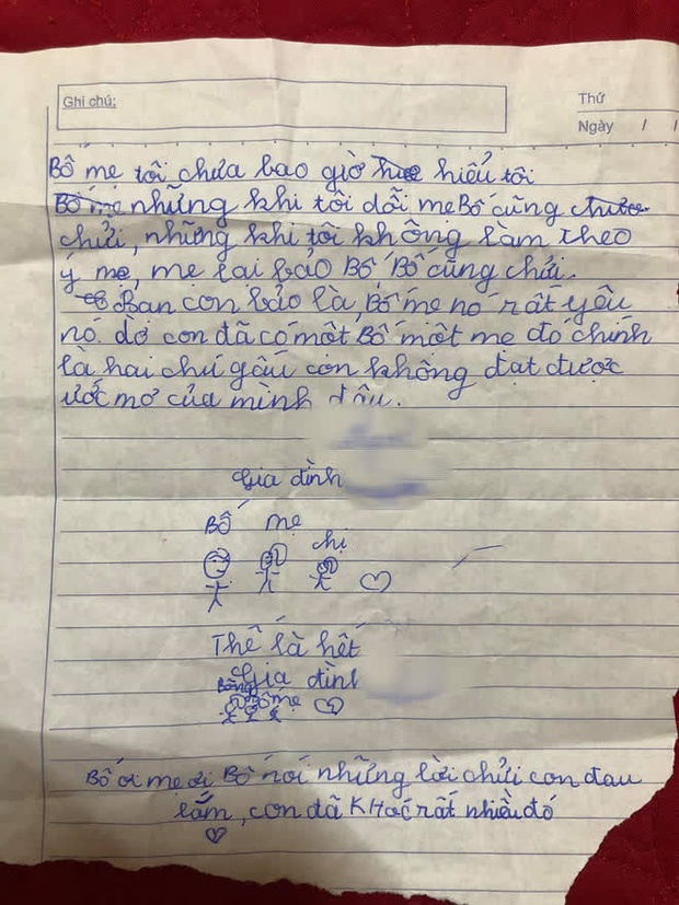 Cô nhóc viết văn nói xấu gia đình khi không cho đi chơi, nhưng nhìn tên cha mẹ nuôi lại khiến dân tình khóc rưng rức - Ảnh 1.