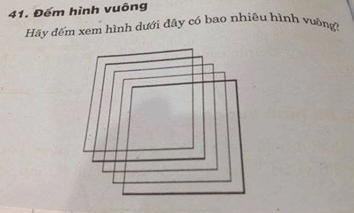 Bài toán lớp 2 gây hoa mắt: Trong ảnh có bao nhiêu hình vuông, tìm đáp án xong mất nửa thanh xuân - Ảnh 1.