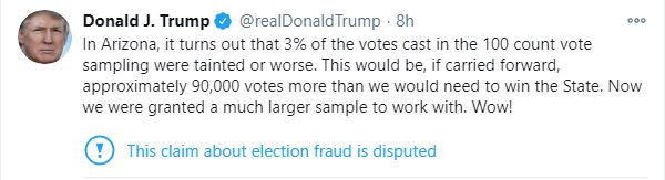 TT Trump báo tin vui về 90.000 phiếu bầu có thể sắp về tay ông ở Arizona: Phép màu từ đâu tới? - Ảnh 1.