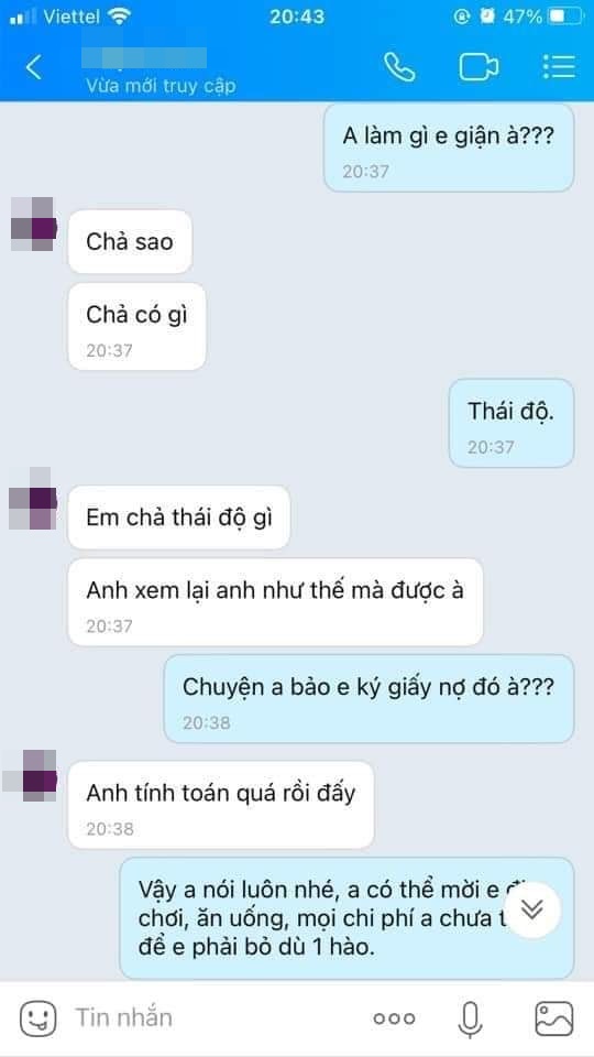 Bạn gái đòi mua đồ gần 9 triệu, chàng trai yêu cầu viết giấy ghi nợ, tuyên bố không thể đầu tư cho vợ thằng khác - Ảnh 1.