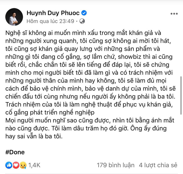 Duy Phương tiết lộ con trai không bao giờ cho tiền, Duy Phước buồn bã đăng status: Ông ấy đúng hay sai vẫn là ba tôi - Ảnh 1.