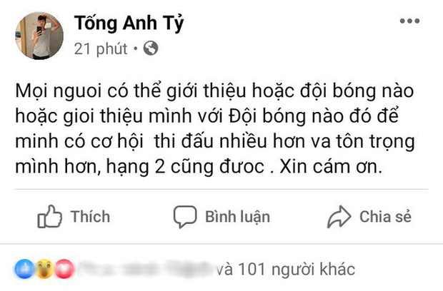 Cầu thủ trẻ Việt Nam gây tranh cãi vì bóc mẽ CLB chủ quản lên Facebook, đòi ra đi ngay khi đội vừa thắng đậm - Ảnh 1.