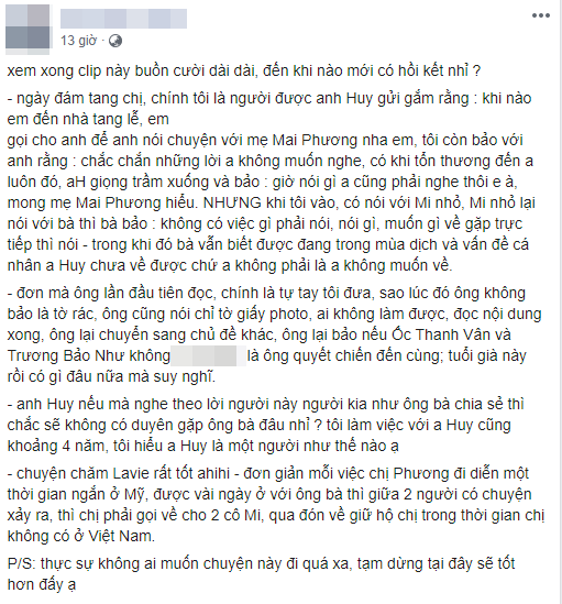 Quản lý cũ tiết lộ sự thật về cuộc điện thoại của Phùng Ngọc Huy trong tang lễ diễn viên Mai Phương - Ảnh 1.