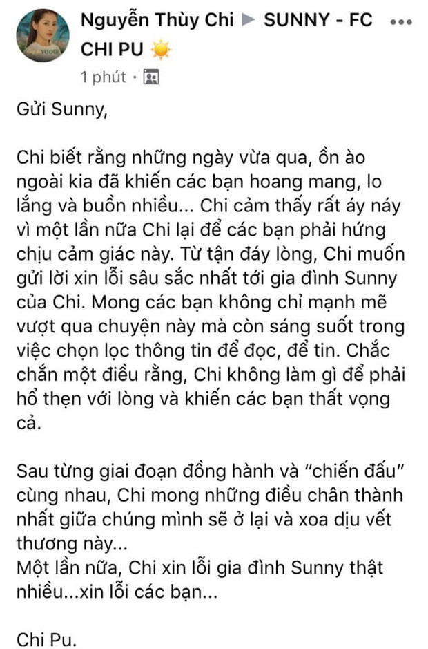 Chi Pu chính thức lên tiếng sau lùm xùm chị chị em em: Chi không làm gì hổ thẹn với lòng khiến các bạn thất vọng - Ảnh 1.