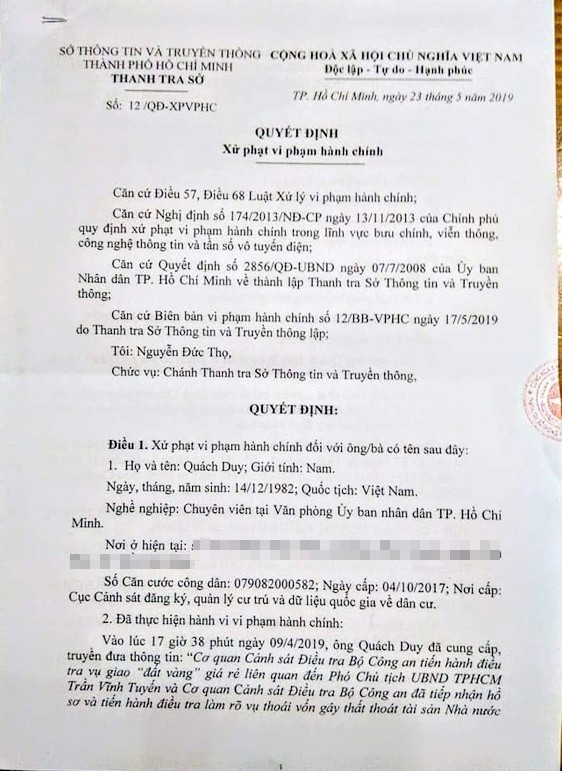 Phạt người ‘vu khống’ ông Trần Vĩnh Tuyến trên mạng, Sở TT&TT TPHCM nói gì? - Ảnh 1.