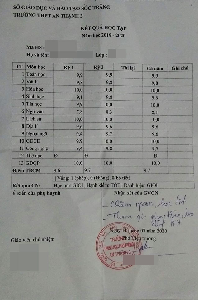 Tờ bảng điểm thi học kỳ gây kinh hãi MXH, học sinh xem xong gào thét: Giấu ngay đi, bố mẹ thấy là tan vỡ gia đình! - Ảnh 1.