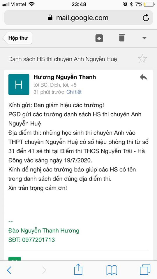 Gần 12h đêm, học sinh Hà Nội bỗng nhận được thông báo đổi địa điểm thi chuyên - Ảnh 1.