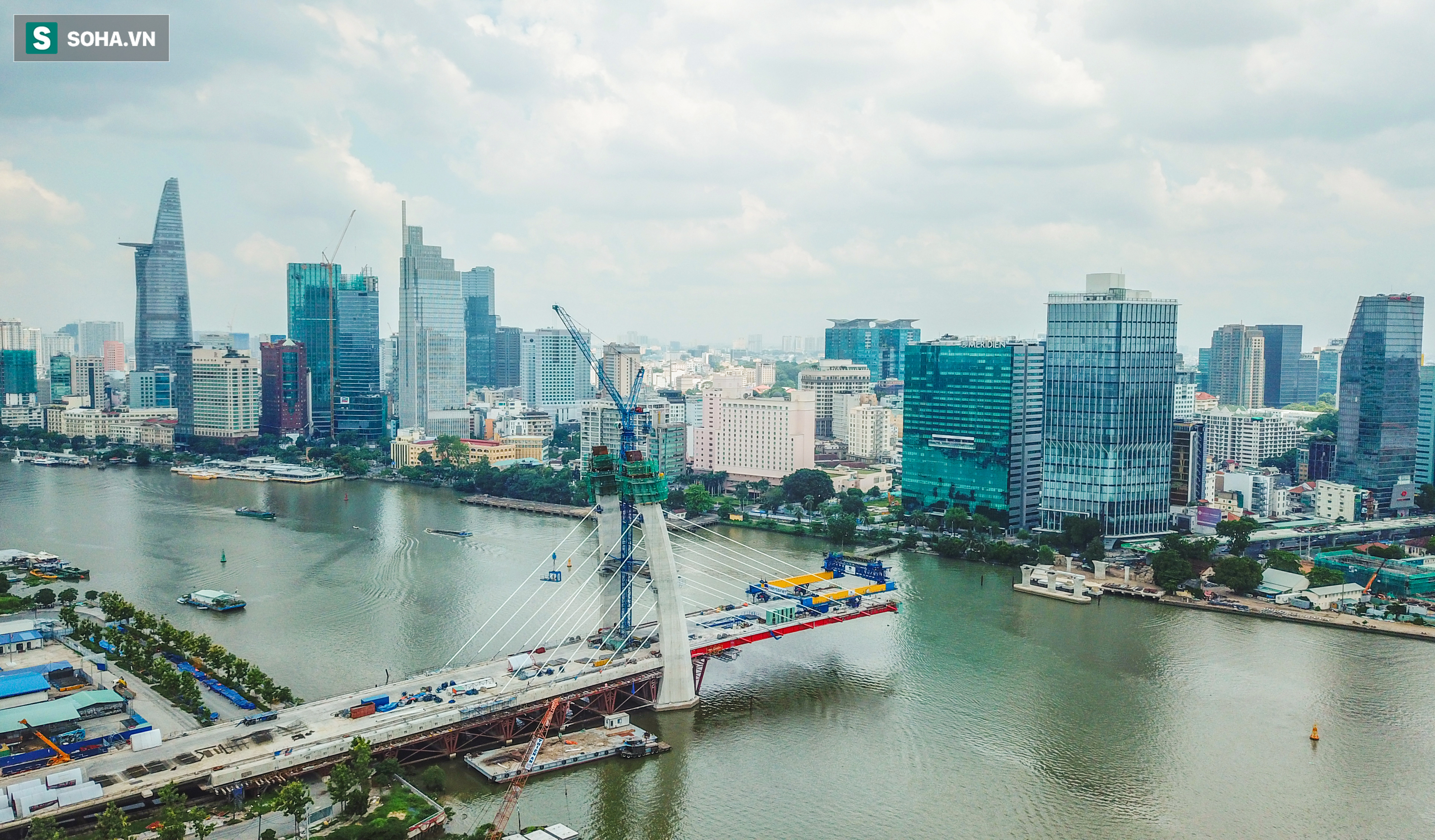 Cầu Thủ Thiêm 2 vươn mình ra sông Sài Gòn, lộ hình dáng khi nhìn từ trên cao - Ảnh 17.