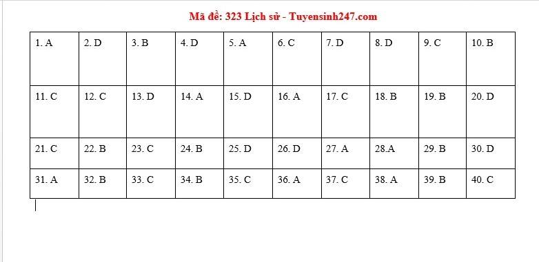 [CẬP NHẬT] Đ&aacute;p &aacute;n tất cả c&aacute;c m&atilde; đề thi m&ocirc;n Lịch sử kỳ thi THPT Quốc gia 2020 - Ảnh 2.