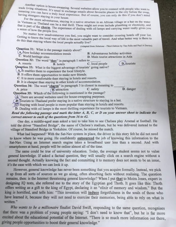 [CẬP NHẬT] Đ&aacute;p &aacute;n tất cả c&aacute;c m&atilde; đề m&ocirc;n Anh kỳ thi tốt nghiệp THPT Quốc gia năm 2020 - Ảnh 13.