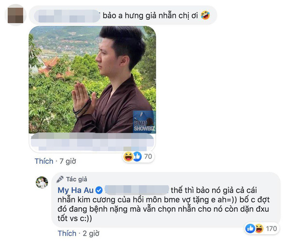 Dân mạng vào Facebook cà khịa, Âu Hà My nhắn nhủ chồng cũ trả luôn chiếc nhẫn kim cương bố mẹ vợ tặng - Ảnh 1.