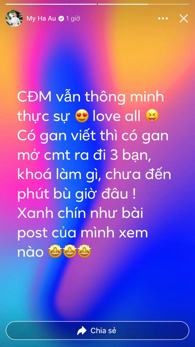 Âu Hà My bỗng xoá và khoá bình luận trên Facebook, nhìn news feed như chưa từng có drama tố chồng bội bạc - Ảnh 3.