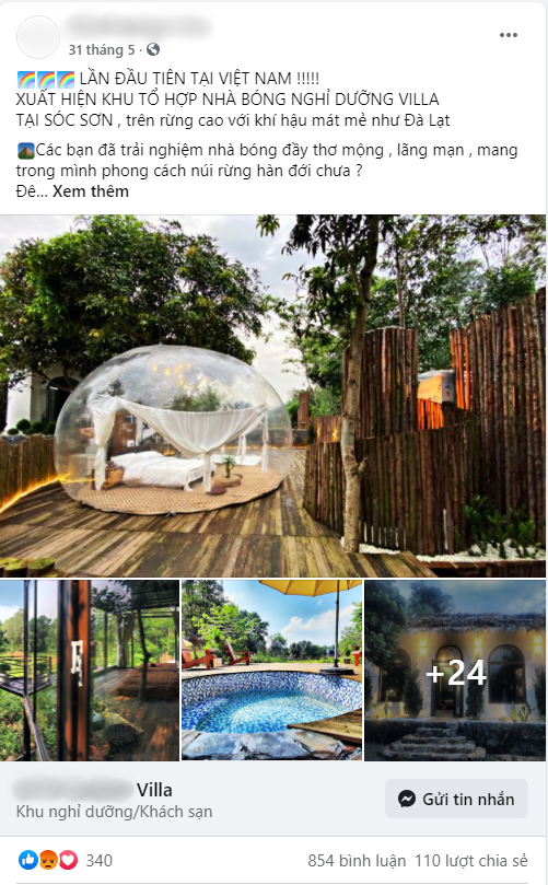 Trải nghiệm đi nghỉ cuối tuần hú hồn ở ngoại ô Hà Nội: Book villa 6 triệu/ đêm có nhà bong bóng ảo diệu giống Bali, khách ngơ ngác nhận phòng y như cái lều vịt - Ảnh 1.