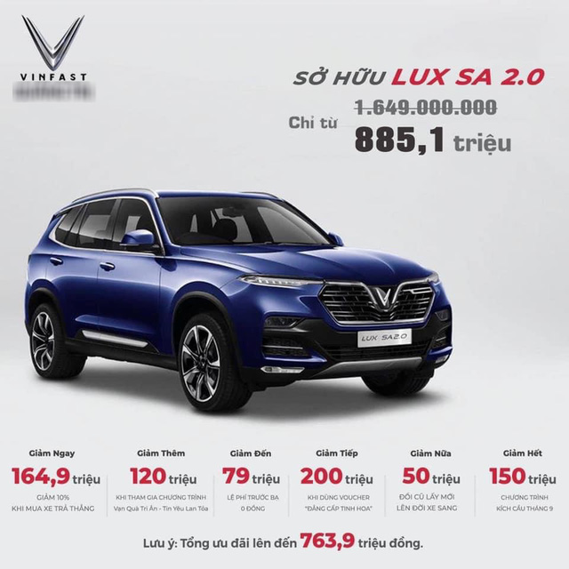 Mua VinFast Lux SA2.0 giảm gần 800 triệu: Quảng cáo khó thành sự thật - Ảnh 1.