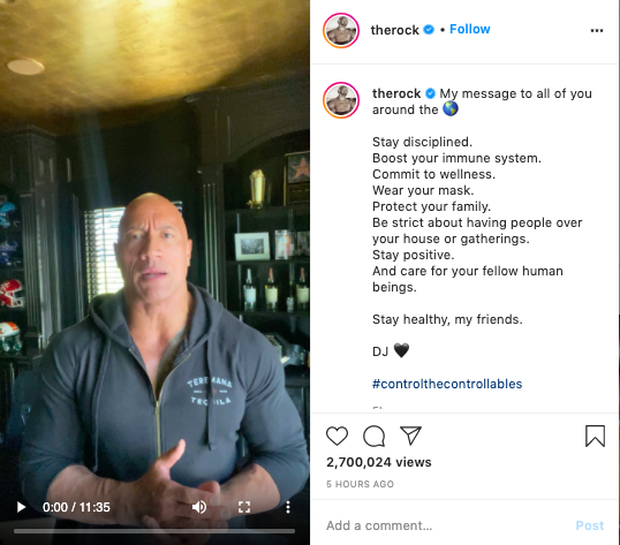 NÓNG: Tài tử The Rock Dwayne Johnson và cả gia đình xác nhận nhiễm COVID-19 - Ảnh 2.